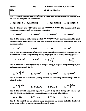 Kiểm tra 15 phút - Hình học 12 - Lần 4